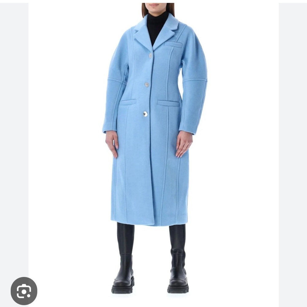 Ganni blue overcoat size 10 (EU 40). NWT